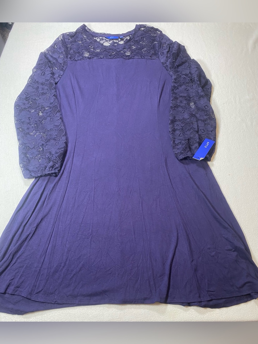 Apt. 9 Navy Lace-Sleeve Evening Whimsical Dress